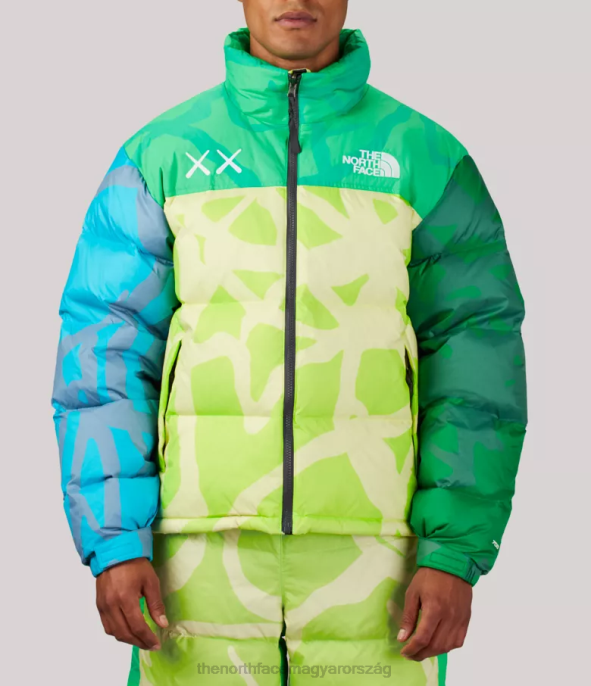 The North Face ruházat J2LJ591 kw safety green nuptse print egynemű tnf x kaws retro 1996-os nuptse kabát