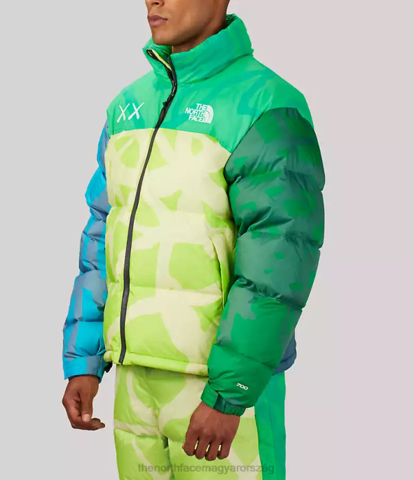 The North Face ruházat J2LJ591 kw safety green nuptse print egynemű tnf x kaws retro 1996-os nuptse kabát