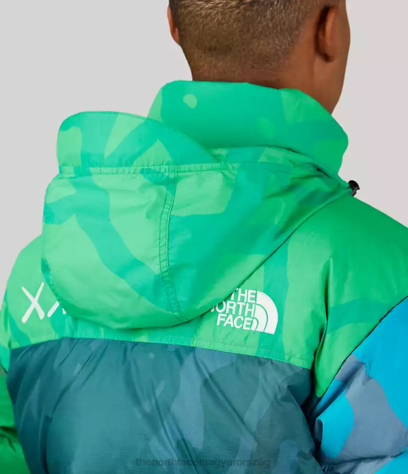 The North Face ruházat J2LJ591 kw safety green nuptse print egynemű tnf x kaws retro 1996-os nuptse kabát