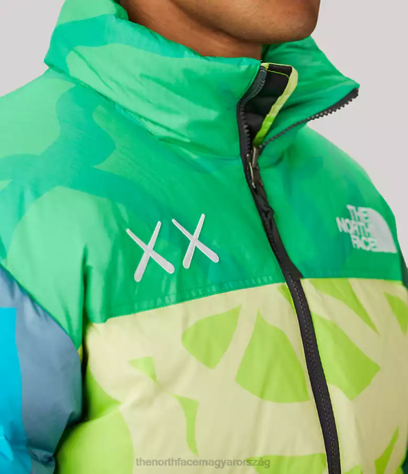 The North Face ruházat J2LJ591 kw safety green nuptse print egynemű tnf x kaws retro 1996-os nuptse kabát