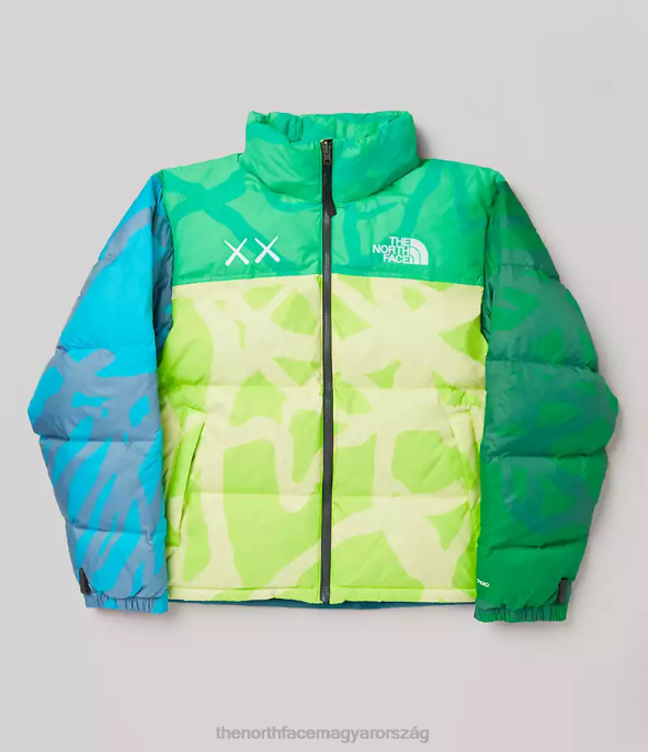 The North Face ruházat J2LJ591 kw safety green nuptse print egynemű tnf x kaws retro 1996-os nuptse kabát