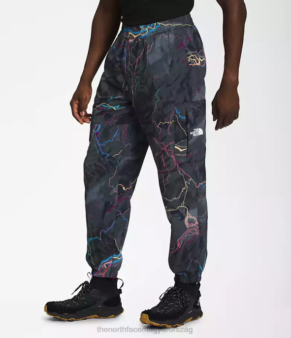 The North Face ruházat J2LJ487 tnf fekete nyomvonal fénylő nyomat férfiak tnf nylon easy nadrág