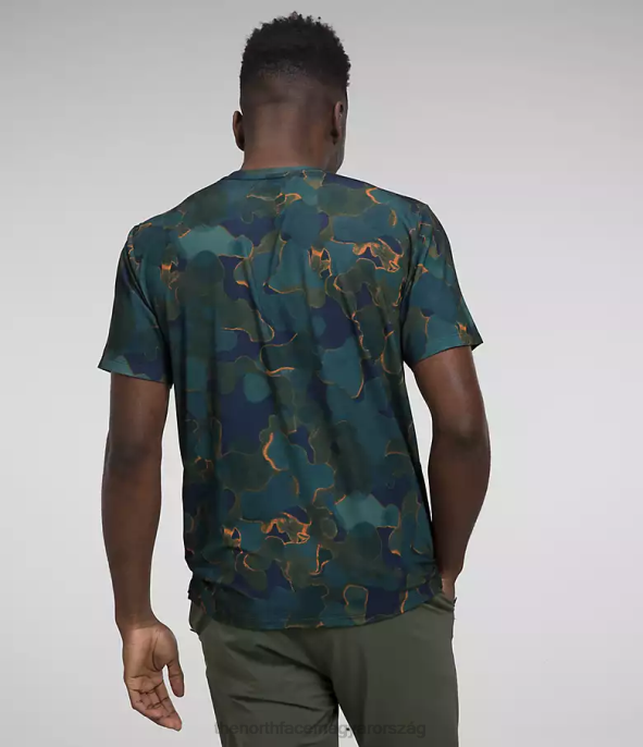The North Face ruházat J2LJ1264 Summit Navy Camo textúra nyomtatás férfiak vándor rövid ujjú
