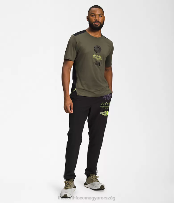 The North Face ruházat J2LJ881 új taupe zöld/tnf fekete/led sárga férfiak trailwear elveszett partján rövid ujjú