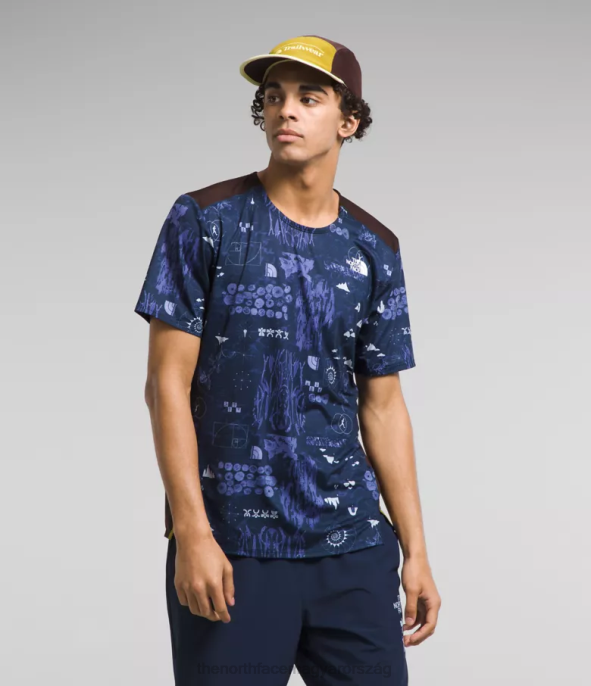 The North Face ruházat J2LJ882 summit navy nature remix print férfiak trailwear elveszett partján rövid ujjú
