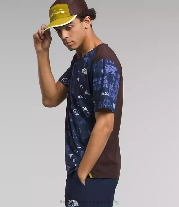 The North Face ruházat J2LJ882 summit navy nature remix print férfiak trailwear elveszett partján rövid ujjú