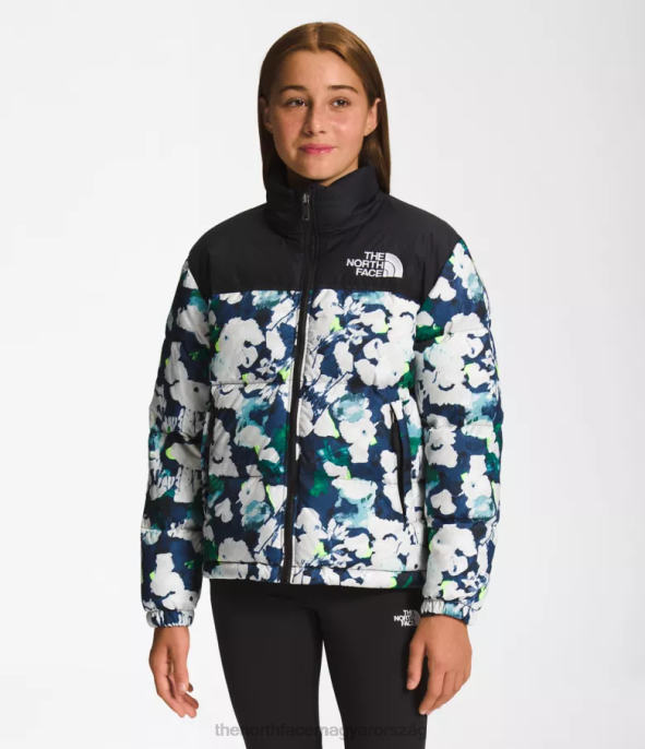 The North Face ruházat J2LJ910 summit navy abstrct print gyerekek 1996-os retro nuptse kabát