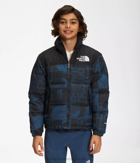 The North Face ruházat J2LJ686 árnyékos kék spray festék gyerekek nyomtatott 1996-os retro nuptse kabát