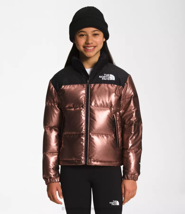 The North Face ruházat J2LJ687 sötét tölgy fémes gyerekek nyomtatott 1996-os retro nuptse kabát