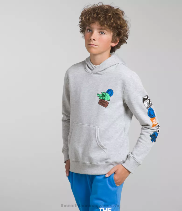 The North Face ruházat J2LJ1108 tnf világosszürke hanga/optikai kék gyerekek tábori polár pulóver kapucnis pulóver