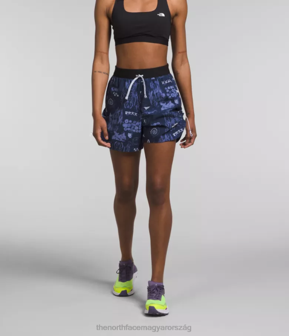 The North Face ruházat J2LJ625 summit navy nature remix print nők trailwear okt trail shorts