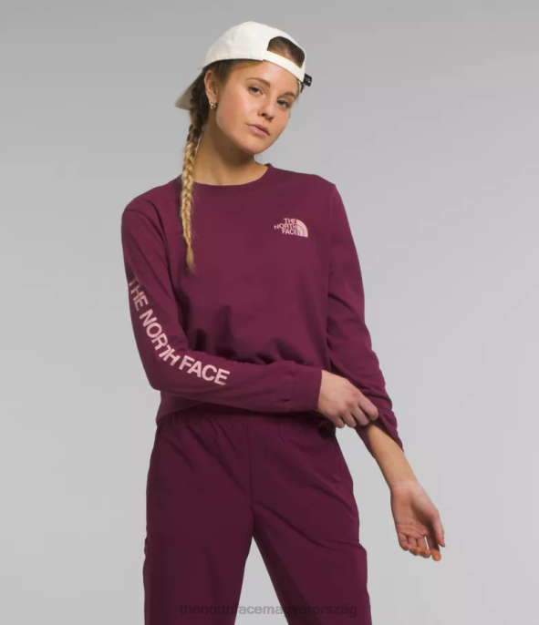 The North Face ruházat J2LJ1096 boysenberry/rózsaszín moha nők hosszú ujjú, grafikus póló