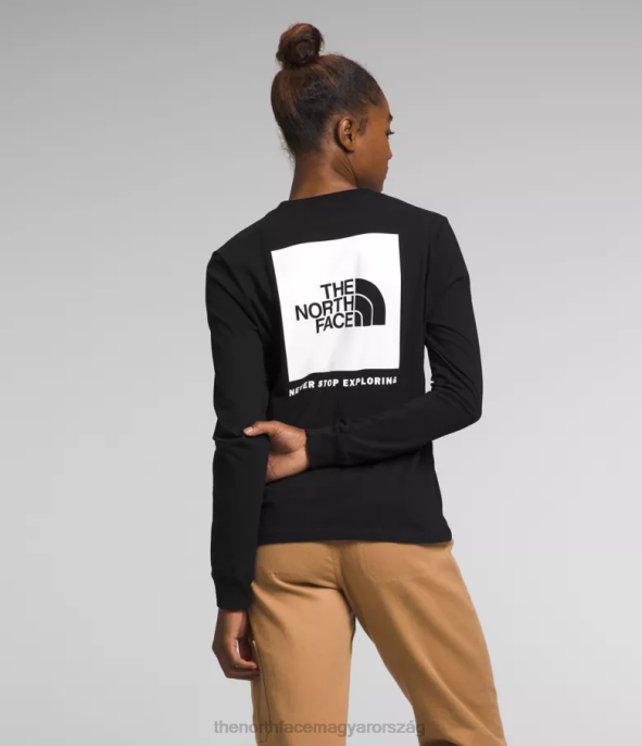 The North Face ruházat J2LJ680 tnf fekete/tnf fehér nők hosszú ujjú box nse póló