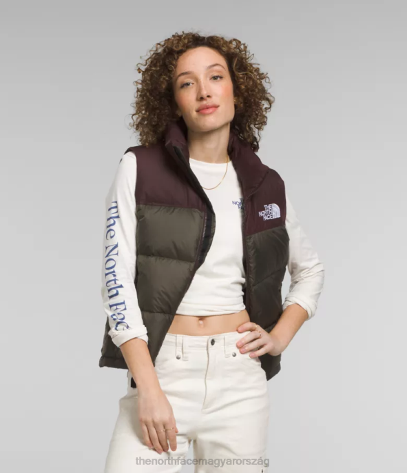 The North Face ruházat J2LJ432 új taupe zöld/szénbarna nők 1996-os retro nuptse mellény